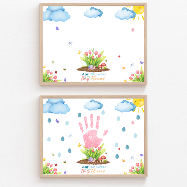 April Showers Bring May Flowers Handprint Craft Printable | Spring Handprint Keepsake | Preschool Spring Activity PDF