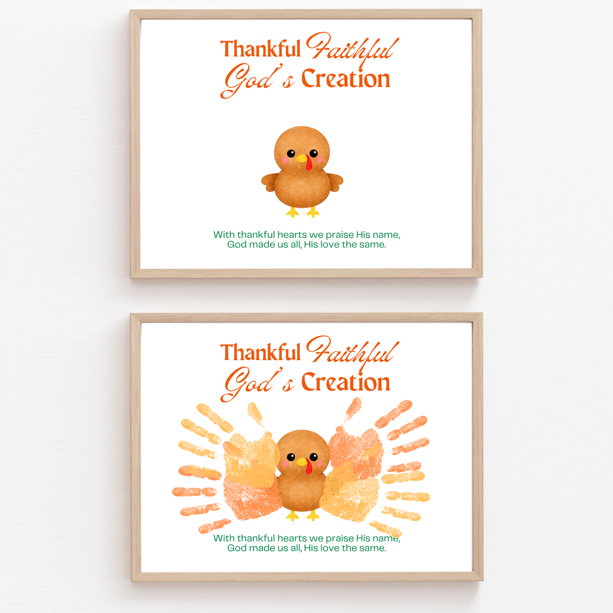 Thankful Faithful God's Creation Handprint Turkey Craft Printable | Christian Thanksgiving Handprint Activity | Preschool Fall Keepsake PDF