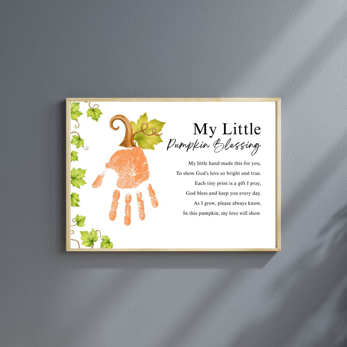 My Little Pumpkin Blessing Handprint Craft Printable | Christian Fall Keepsake | Preschool Pumpkin Handprint Activity