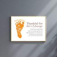 Thankful for God's Blessings Footprint Craft | Christian Thanksgiving Keepsake | Pumpkin Pie Footprint Printable | Psalm 107:1