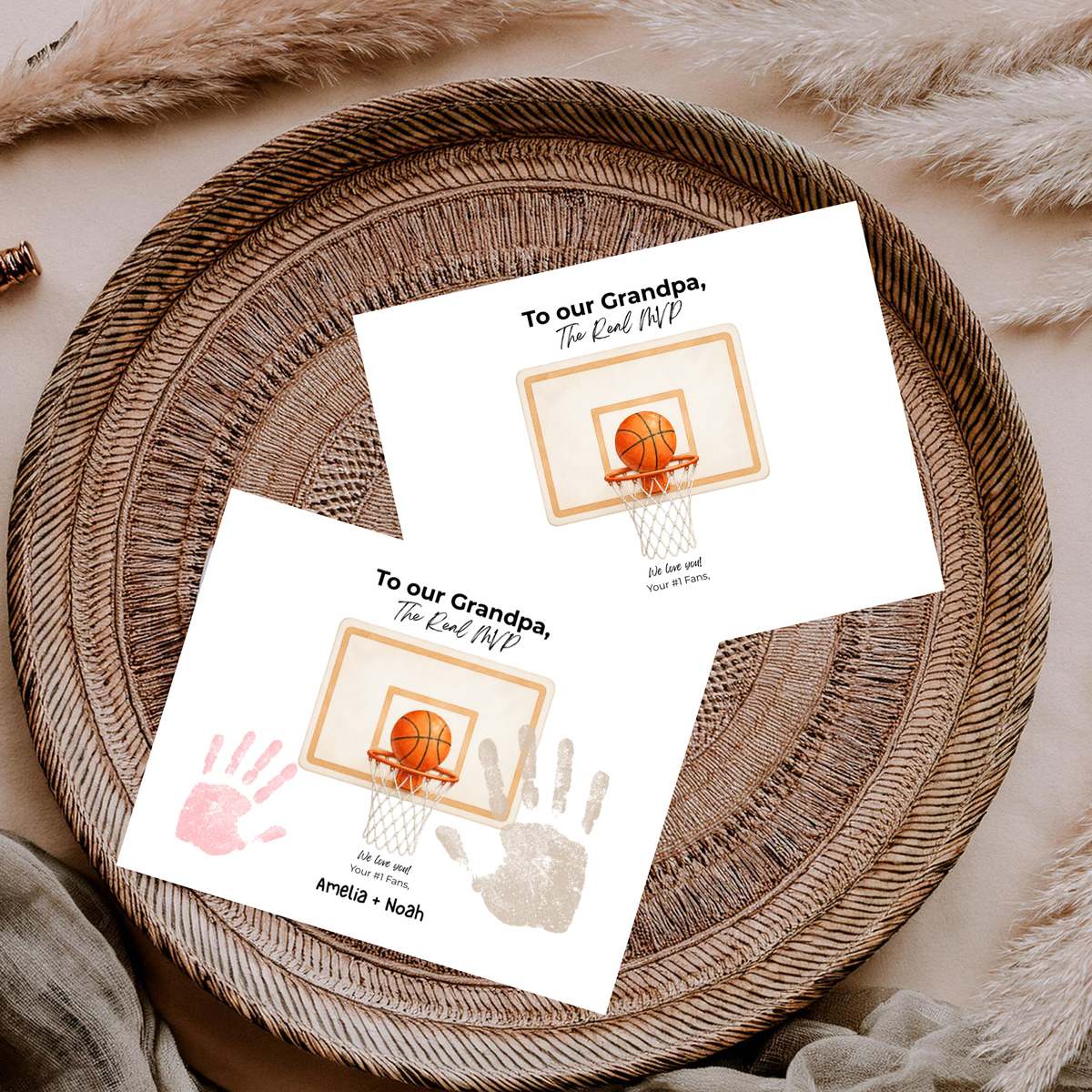 Basketball Handprint Craft for Grandpa, To Our Grandpa The Real MVP Printable, Father’s Day Gift from Grandkids, Sports Grandpa Keepsake