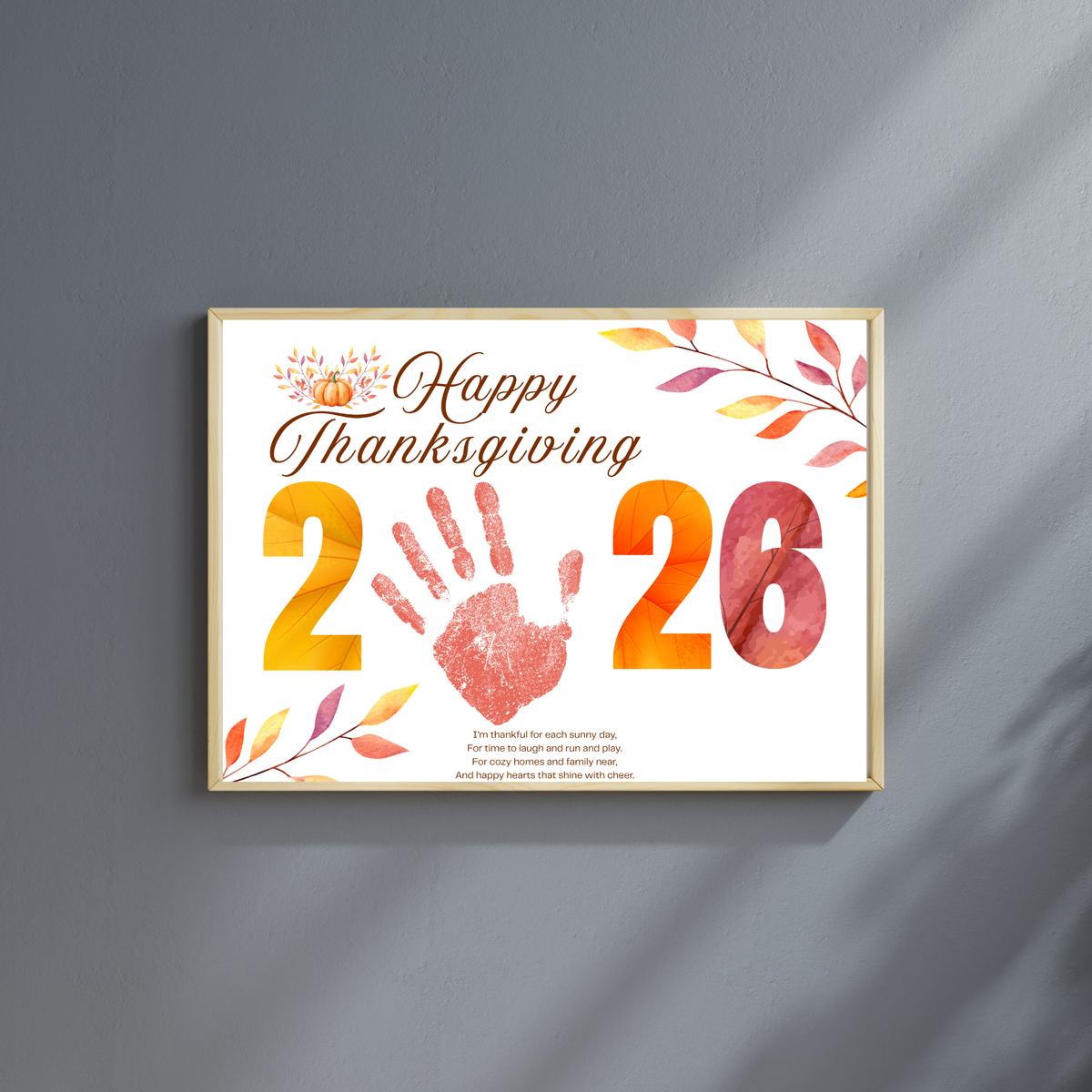 Happy Thanksgiving 2026 Handprint Craft | First Thanksgiving Keepsake Printable