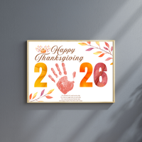 Happy Thanksgiving 2026 Handprint Craft | First Thanksgiving Keepsake Printable