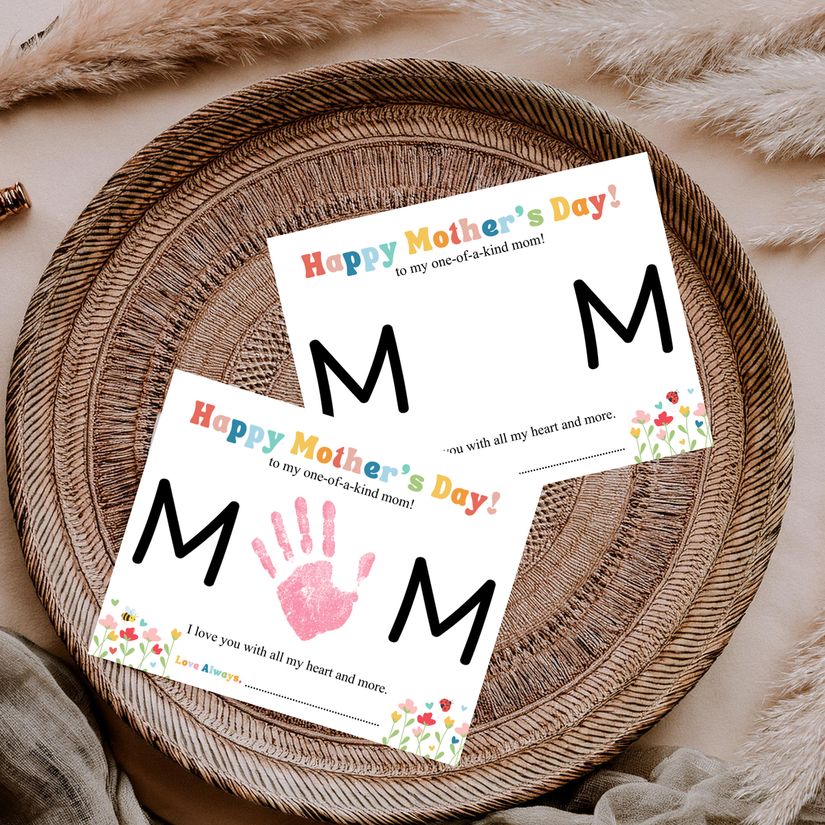Mother’s Day Handprint Craft Printable | MOM Handprint Keepsake Gift from Kids | Preschool DIY Mother’s Day Art | Personalized Mom Gift PDF