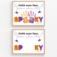 Christian Halloween Handprint Craft Printable | Faith Over Fear Kids Craft | Isaiah 41:10 Bible Activity | Sunday School Halloween Keepsake