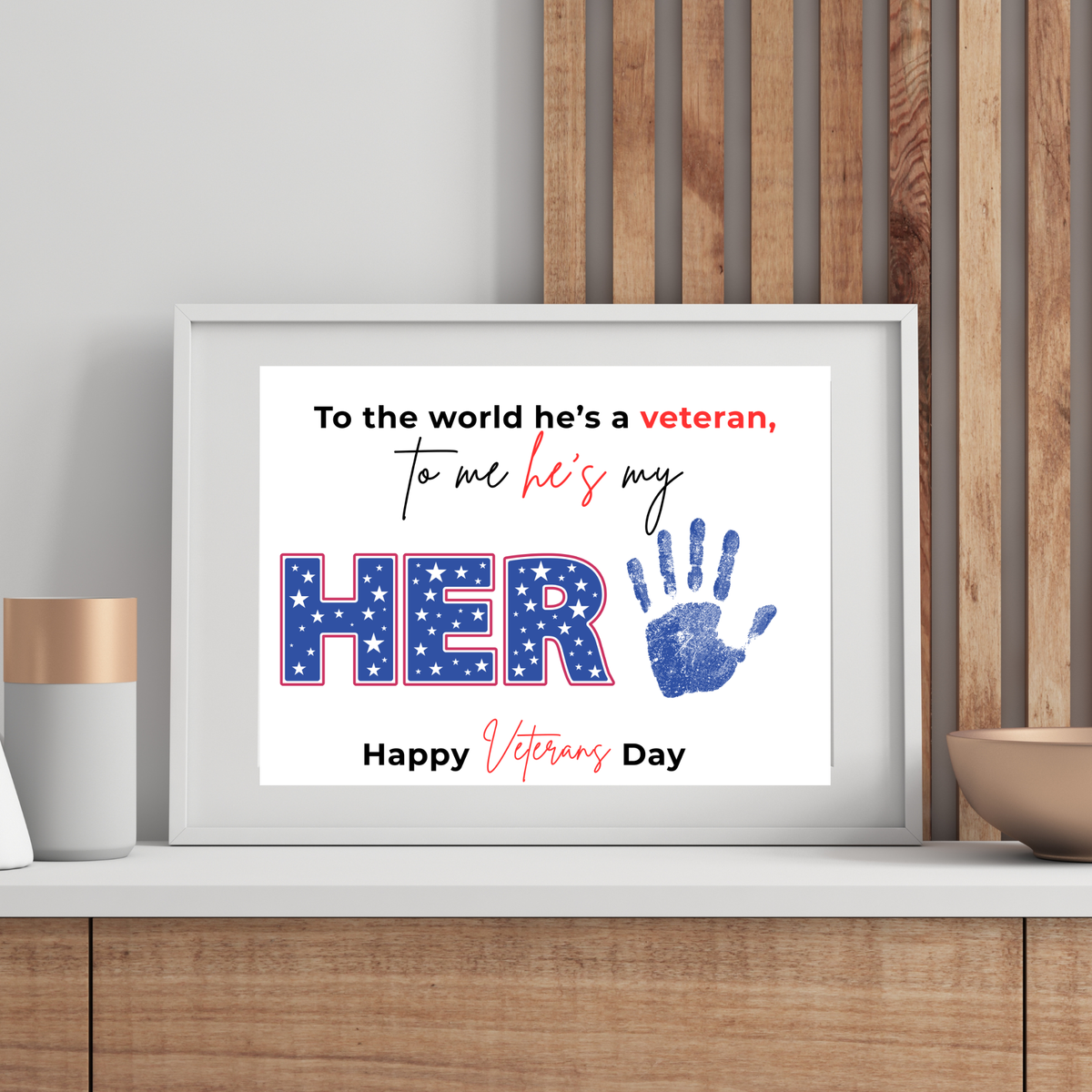 Veterans Day Handprint Craft for Kids | My Hero Veteran Printable Keepsake | Military Family Activity