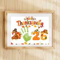 Thanksgiving 2026 Handprint Craft | Happy Thanksgiving Turkey Keepsake Printable for Kids