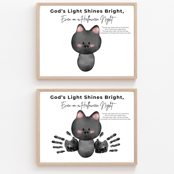 Christian Halloween Bat Handprint Craft Printable | Faith-Based Halloween Keepsake Activity for Kids | Preschool Christian Halloween Craft | Sunday School Printable