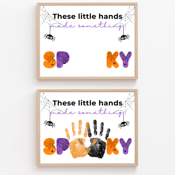 Halloween Handprint Craft Printable | These Little Hands Made Something Spooky | Halloween Keepsake for Kids | Preschool & Daycare Craft