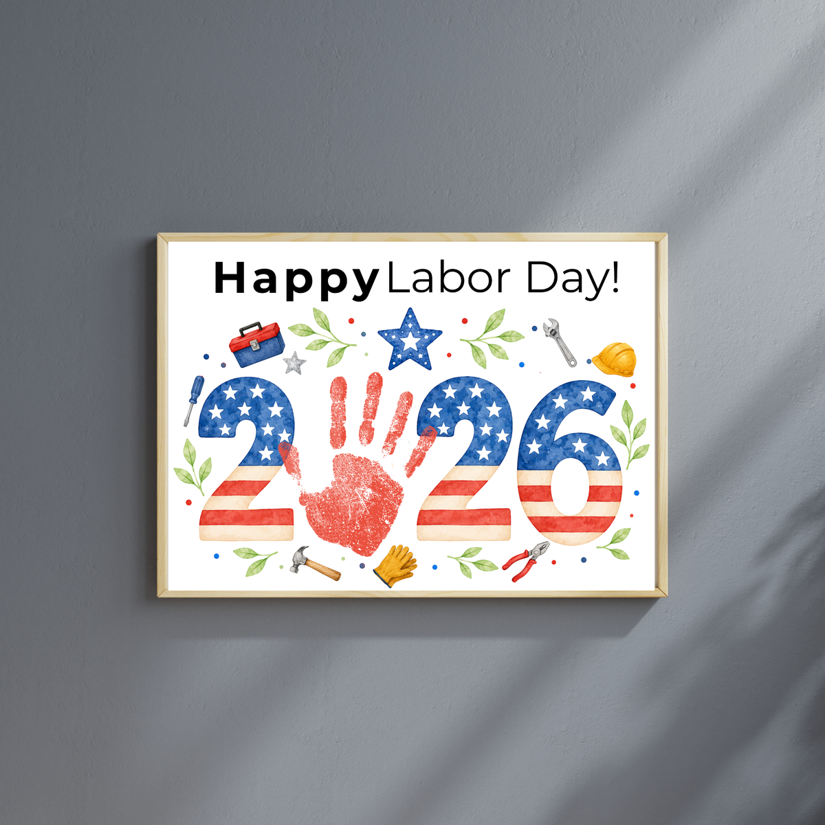 Happy Labor Day 2026 Handprint Craft | Printable Labor Day Keepsake for Preschool & Kindergarten