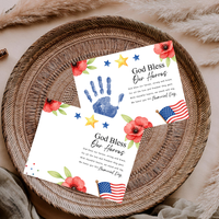 Christian Memorial Day Handprint Craft Printable | God Bless Our Heroes Keepsake | Patriotic Kids Activity | Sunday School PDF