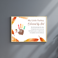 My Little Turkey Blessed by God Handprint Craft Printable | Christian Thanksgiving Keepsake | Preschool Turkey Handprint Activity
