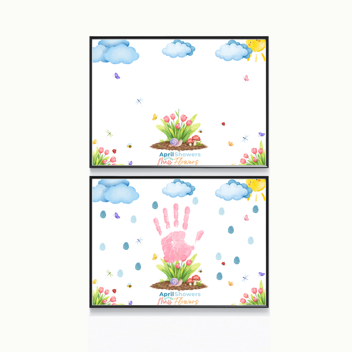 April Showers Bring May Flowers Handprint Craft Printable | Spring Handprint Keepsake | Preschool Spring Activity PDF