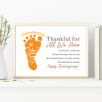 Thankful for All We Have Thanksgiving Footprint Craft | Pumpkin Pie Keepsake Printable
