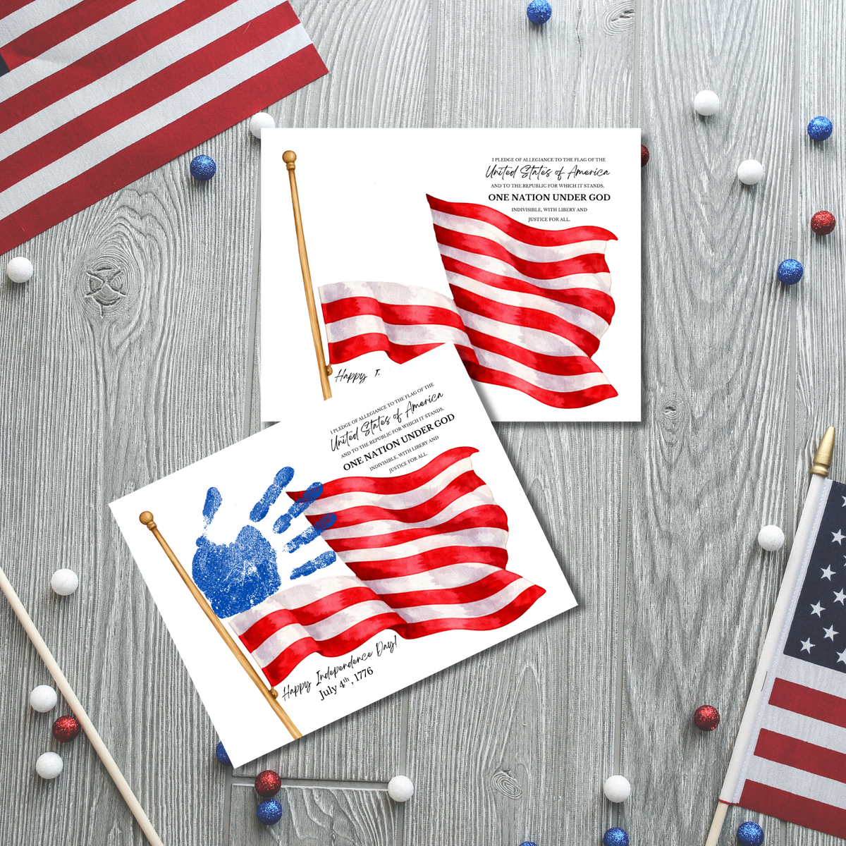 Happy Independence Day Handprint Craft Printable | July 4th Flag Handprint Art | Patriotic USA Keepsake Activity for Kids | Fourth of July Craft