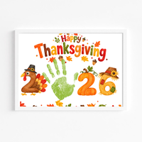 Thanksgiving 2026 Handprint Craft | Happy Thanksgiving Turkey Keepsake Printable for Kids