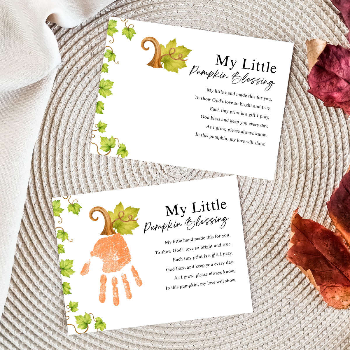 My Little Pumpkin Blessing Handprint Craft Printable | Christian Fall Keepsake | Preschool Pumpkin Handprint Activity