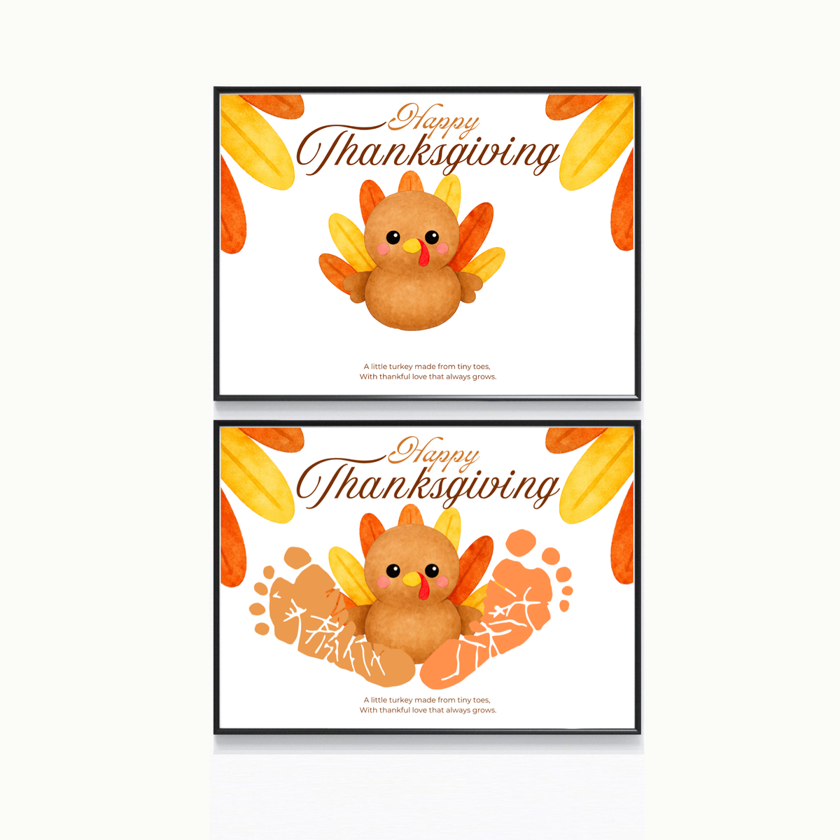 Happy Thanksgiving Turkey Footprint Craft | Thanksgiving Keepsake Printable | Preschool Fall Activity
