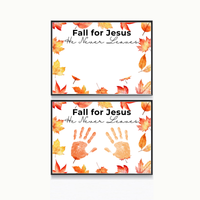 Christian Fall Handprint Craft Printable | Fall for Jesus He Never Leaves | Autumn Bible Keepsake Activity for Kids