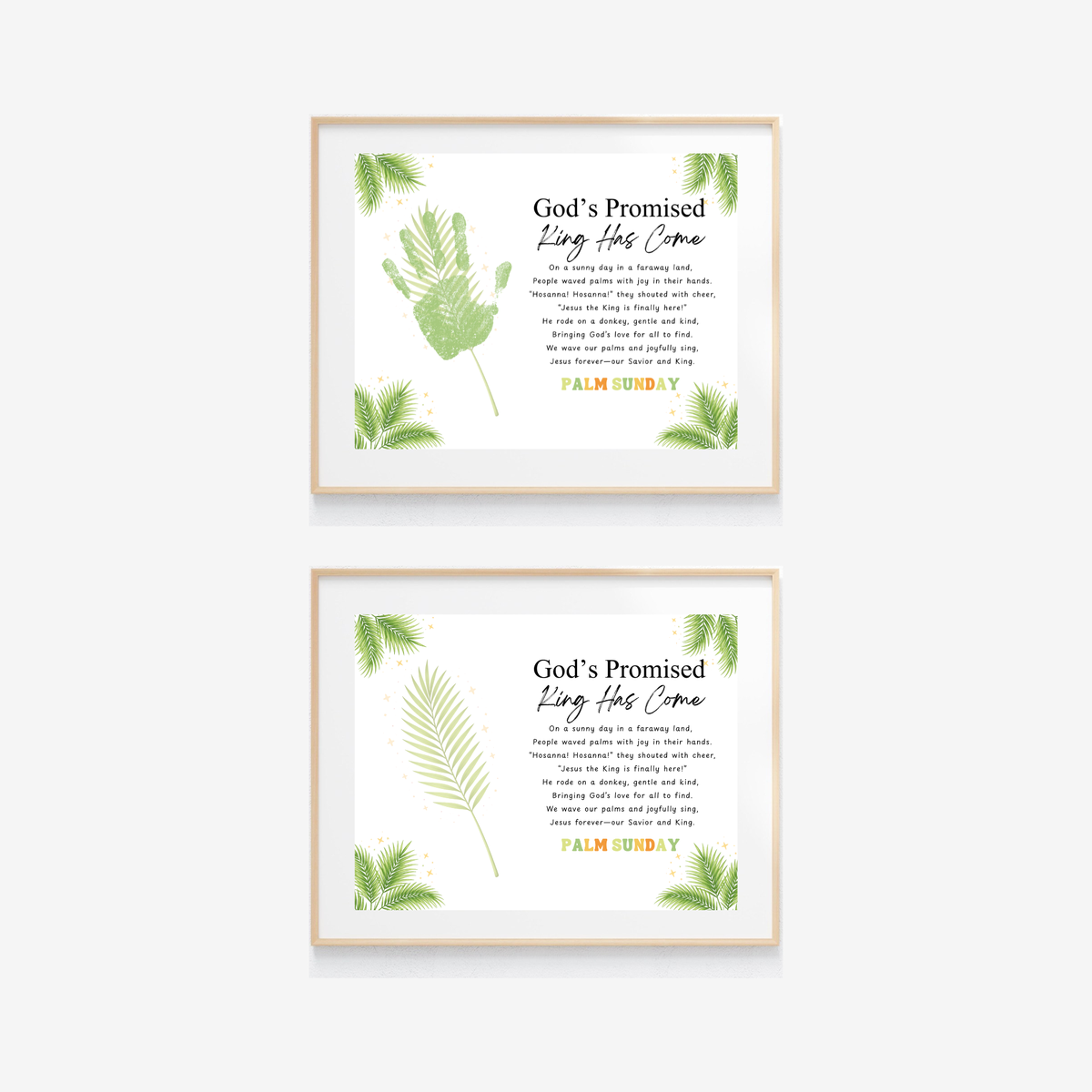 Palm Sunday Poem Handprint Craft Printable | “God’s Promised King Has Come” Christian Kids Activity | Easter Faith-Based Keepsake PDF