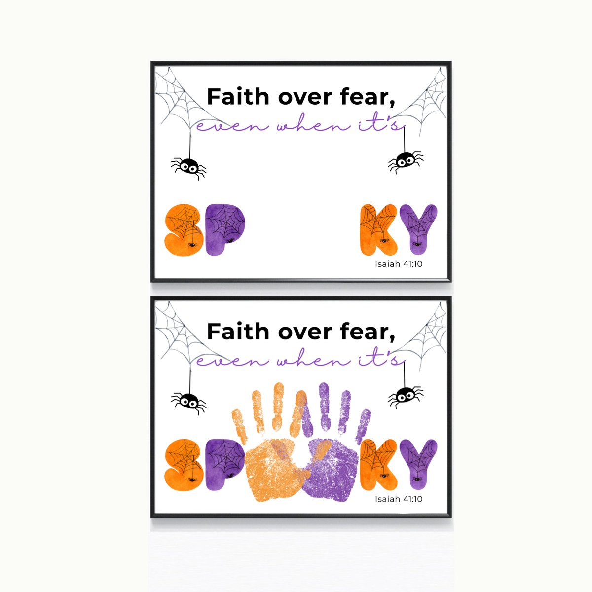 Christian Halloween Handprint Craft Printable | Faith Over Fear Kids Craft | Isaiah 41:10 Bible Activity | Sunday School Halloween Keepsake