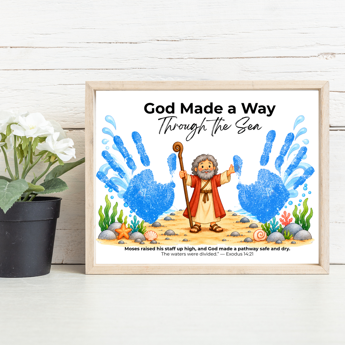Moses Parts the Red Sea Handprint Craft | God Made a Way Christian Bible Printable for Kids