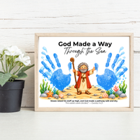 Moses Parts the Red Sea Handprint Craft | God Made a Way Christian Bible Printable for Kids