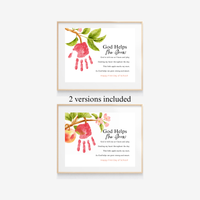 God Helps Me Grow Apple Handprint Craft Printable | Christian First Day of School Keepsake | Faith-Based Back to School Activity