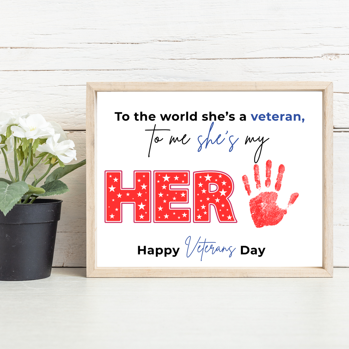 Veterans Day Handprint Craft for Kids | My Hero Veteran Printable Keepsake | Military Family Activity
