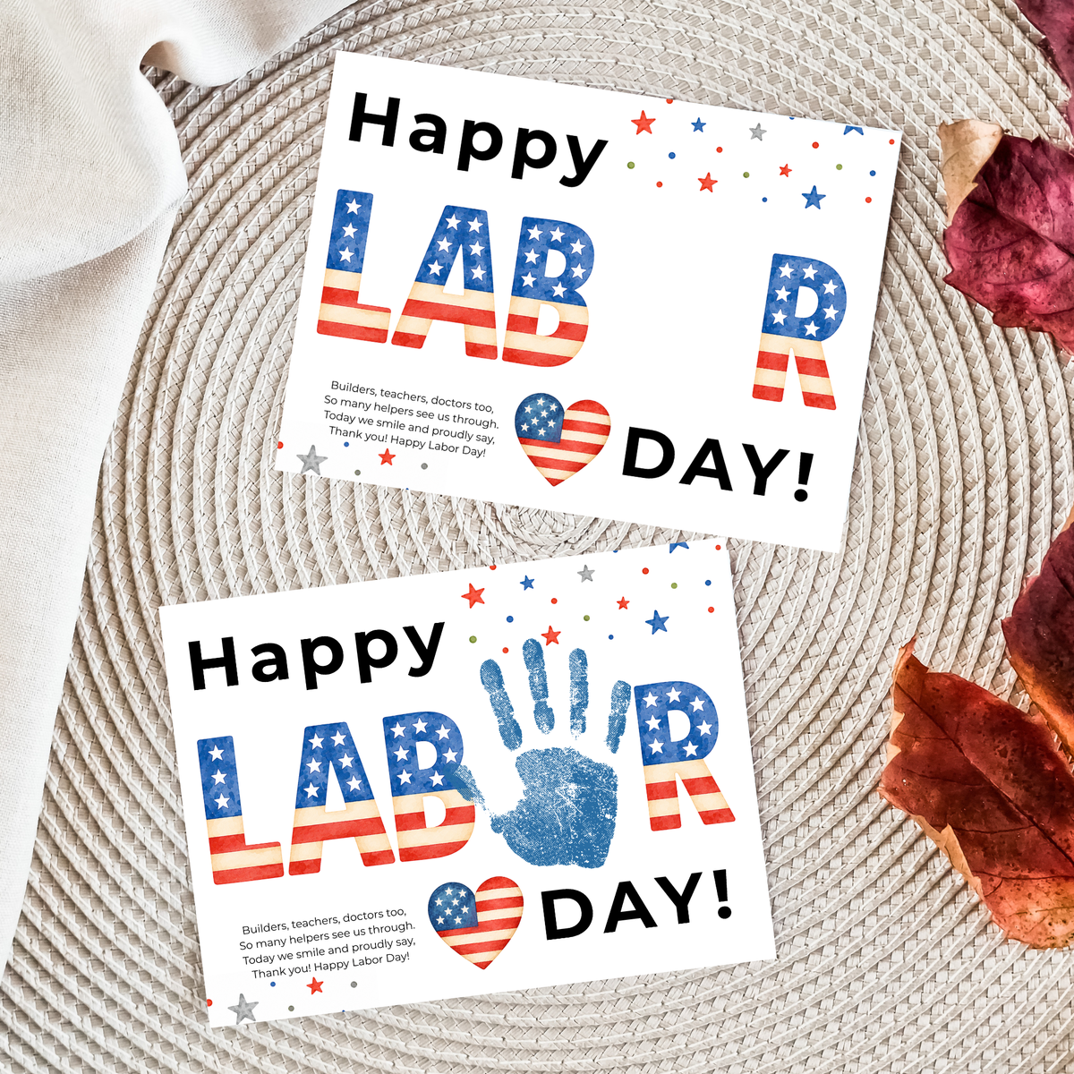 Happy Labor Day Handprint Craft Printable | Preschool Labor Day Keepsake | Community Helpers Activity | Daycare Classroom Craft