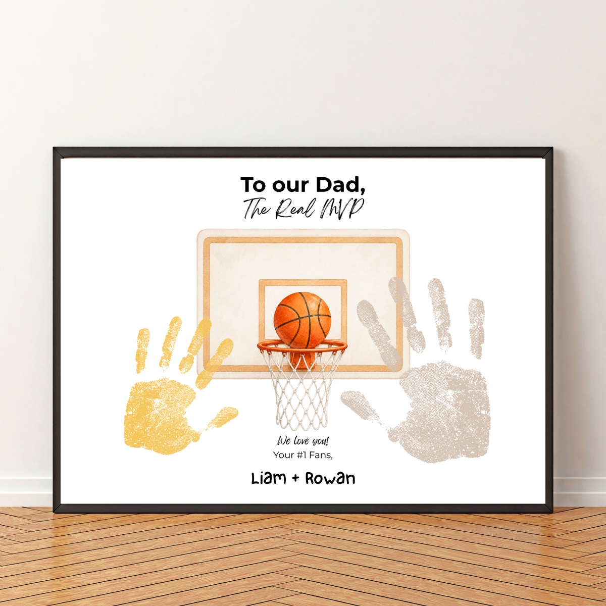 Basketball Handprint Craft for Dad, To Our Dad The Real MVP Printable, Father’s Day Basketball Keepsake from Kids, Sports Dad Gift