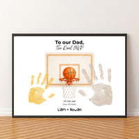 Basketball Handprint Craft for Dad, To Our Dad The Real MVP Printable, Father’s Day Basketball Keepsake from Kids, Sports Dad Gift