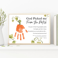 God Picked Me From the Patch Handprint Craft Printable | Christian Pumpkin Keepsake | Fall Bible Activity for Kids