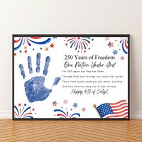 Christian July 4th Poem Handprint Craft Printable, 250 Years of Freedom, One Nation Under God, Patriotic Keepsake Activity for Kids