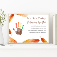 My Little Turkey Blessed by God Handprint Craft Printable | Christian Thanksgiving Keepsake | Preschool Turkey Handprint Activity