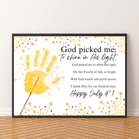 Christian July 4th Handprint Craft Printable | God Picked Me to Shine His Light | Patriotic Kids Keepsake Activity