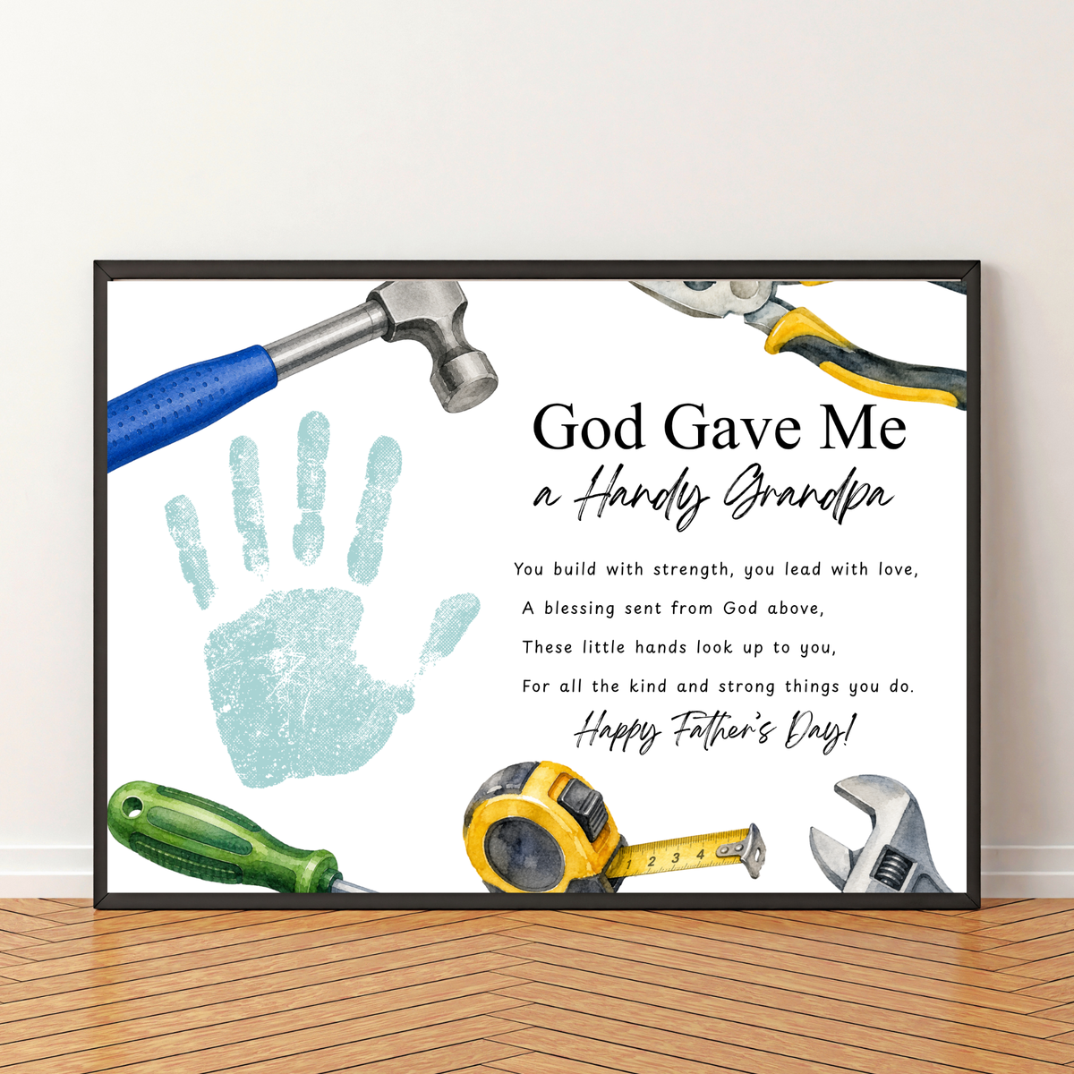 Christian Father's Day Handprint Craft Printable | God Gave Me a Handy Grandpa Grampy Papaw | Faith-Based Grandpa Gift from Kids | Grandfather Keepsake