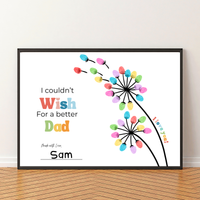 Father’s Day & Dad Birthday Fingerprint Craft Printable | I Couldn’t Wish for a Better Dad | Dandelion Keepsake Gift from Kids | Preschool DIY Printable