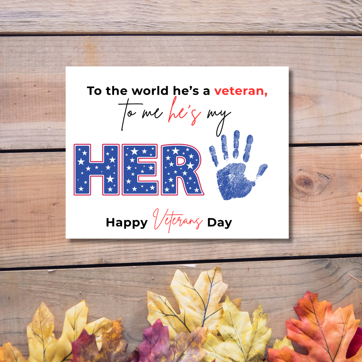 Veterans Day Handprint Craft for Kids | My Hero Veteran Printable Keepsake | Military Family Activity