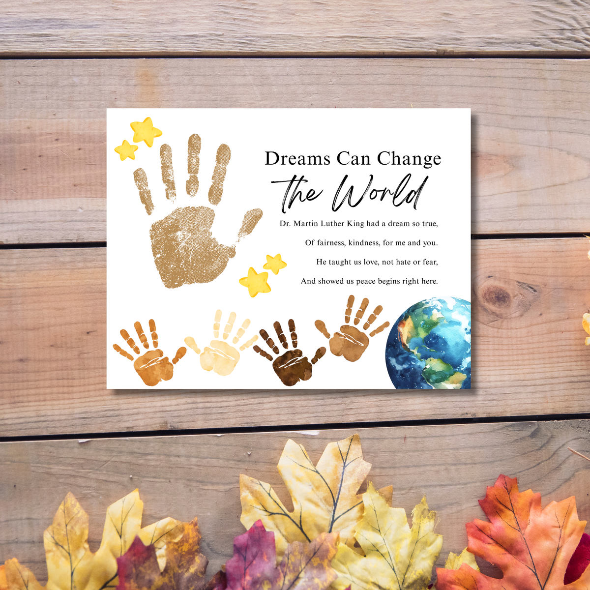 Martin Luther King Jr. Handprint Craft for Kids | MLK Day Diversity & Kindness Printable Activity