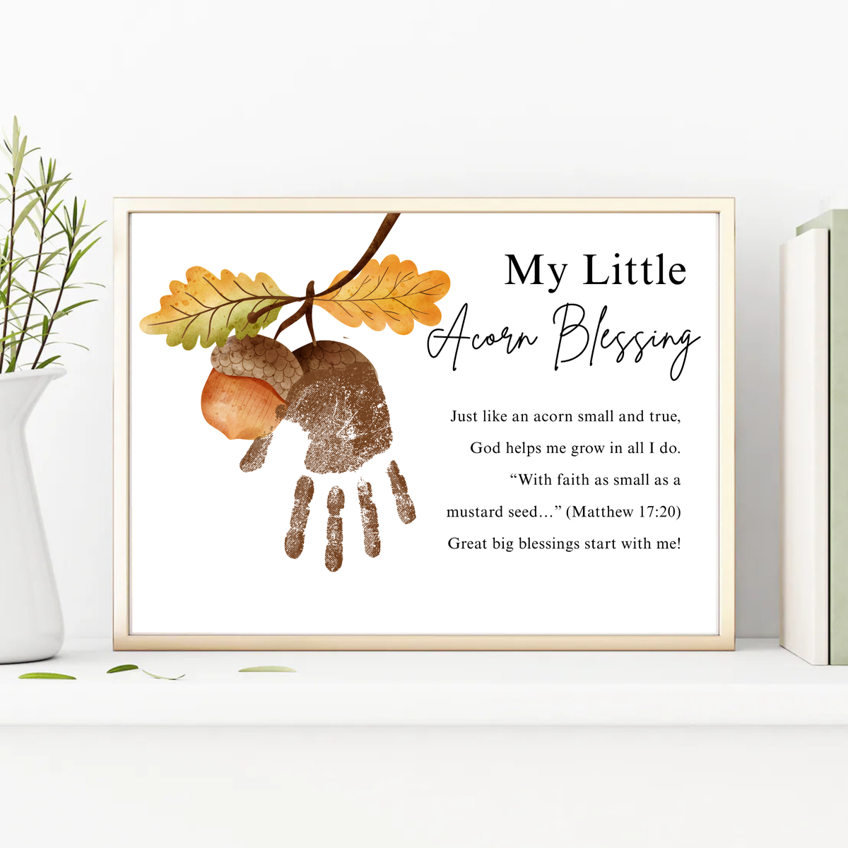 My Little Acorn Blessing Handprint Craft Printable | Christian Fall Keepsake | Preschool Acorn Handprint Activity