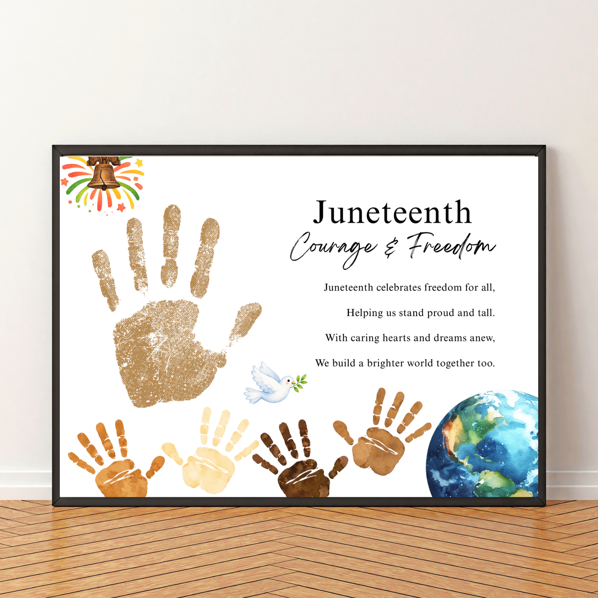 Juneteenth Courage & Freedom Handprint Craft Printable | Juneteenth Activity for Kids | Diversity & Inclusion Keepsake
