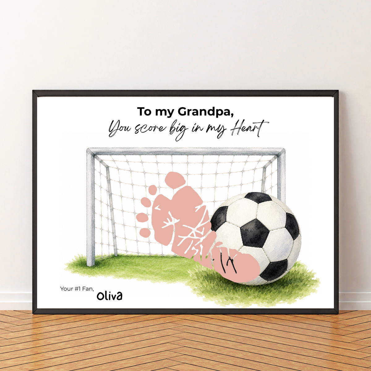 Soccer Grandpa Footprint Craft Printable, To My Grandpa You Score Big in My Heart, Grandpa Soccer Keepsake Gift, Sports Grandpa Gift from Kids