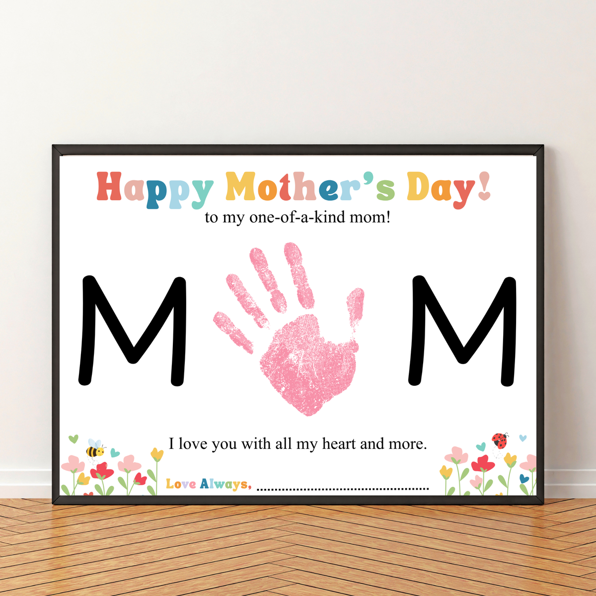 Mother’s Day Handprint Craft Printable | MOM Handprint Keepsake Gift from Kids | Preschool DIY Mother’s Day Art | Personalized Mom Gift PDF