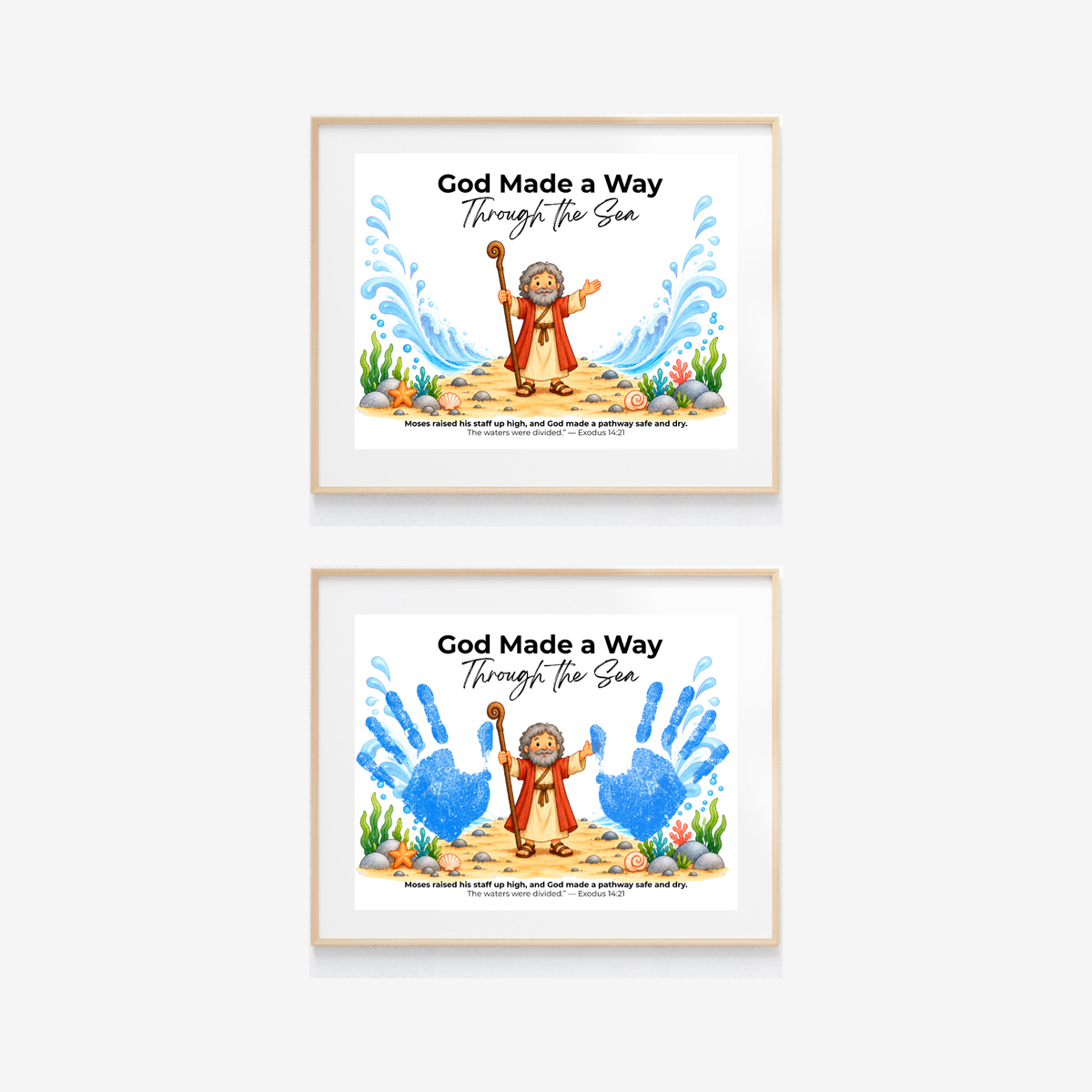 Moses Parts the Red Sea Handprint Craft | God Made a Way Christian Bible Printable for Kids