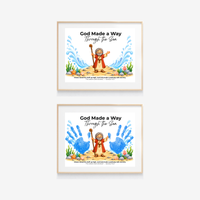 Moses Parts the Red Sea Handprint Craft | God Made a Way Christian Bible Printable for Kids