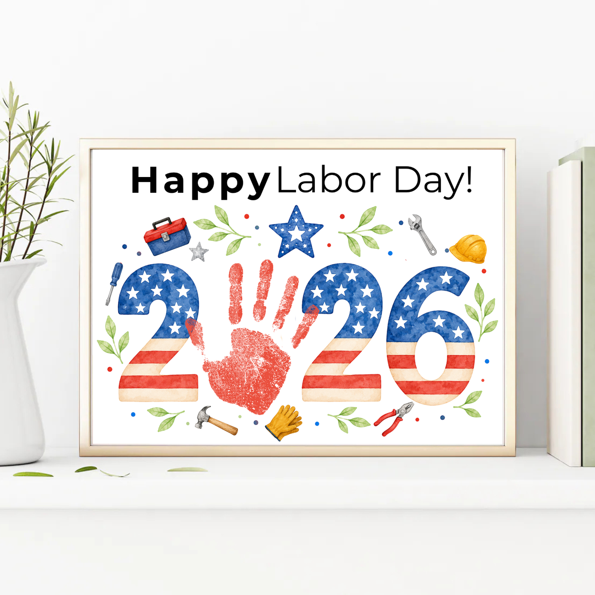 Happy Labor Day 2026 Handprint Craft | Printable Labor Day Keepsake for Preschool & Kindergarten
