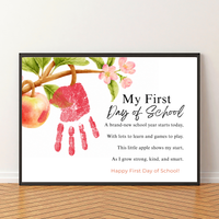 My First Day of School Apple Handprint Craft Printable | Back to School Apple Poem Keepsake | Preschool Kindergarten Activity