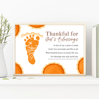 Thankful for God's Blessings Footprint Craft | Christian Thanksgiving Keepsake | Pumpkin Pie Footprint Printable | Psalm 107:1
