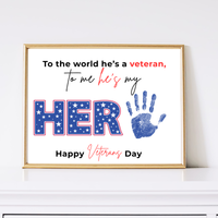 Veterans Day Handprint Craft for Kids | My Hero Veteran Printable Keepsake | Military Family Activity